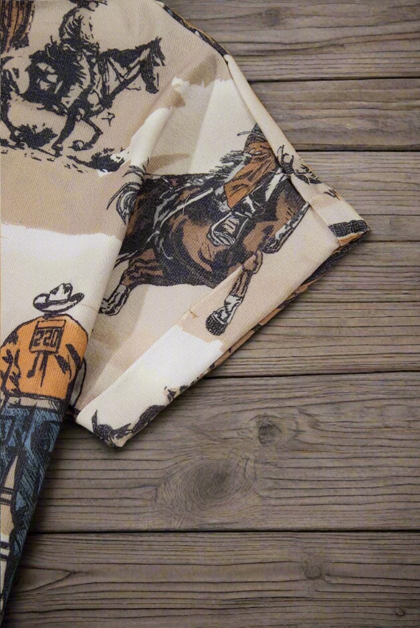 Cowboy Print T-Shirt: Western Bronc Rider Tee for Women