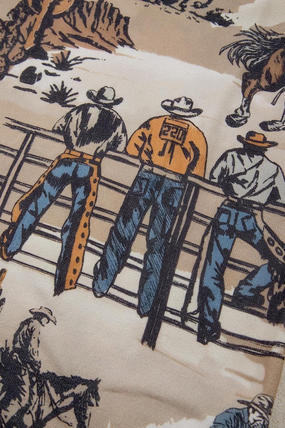 Cowboy Print T-Shirt: Western Bronc Rider Tee for Women