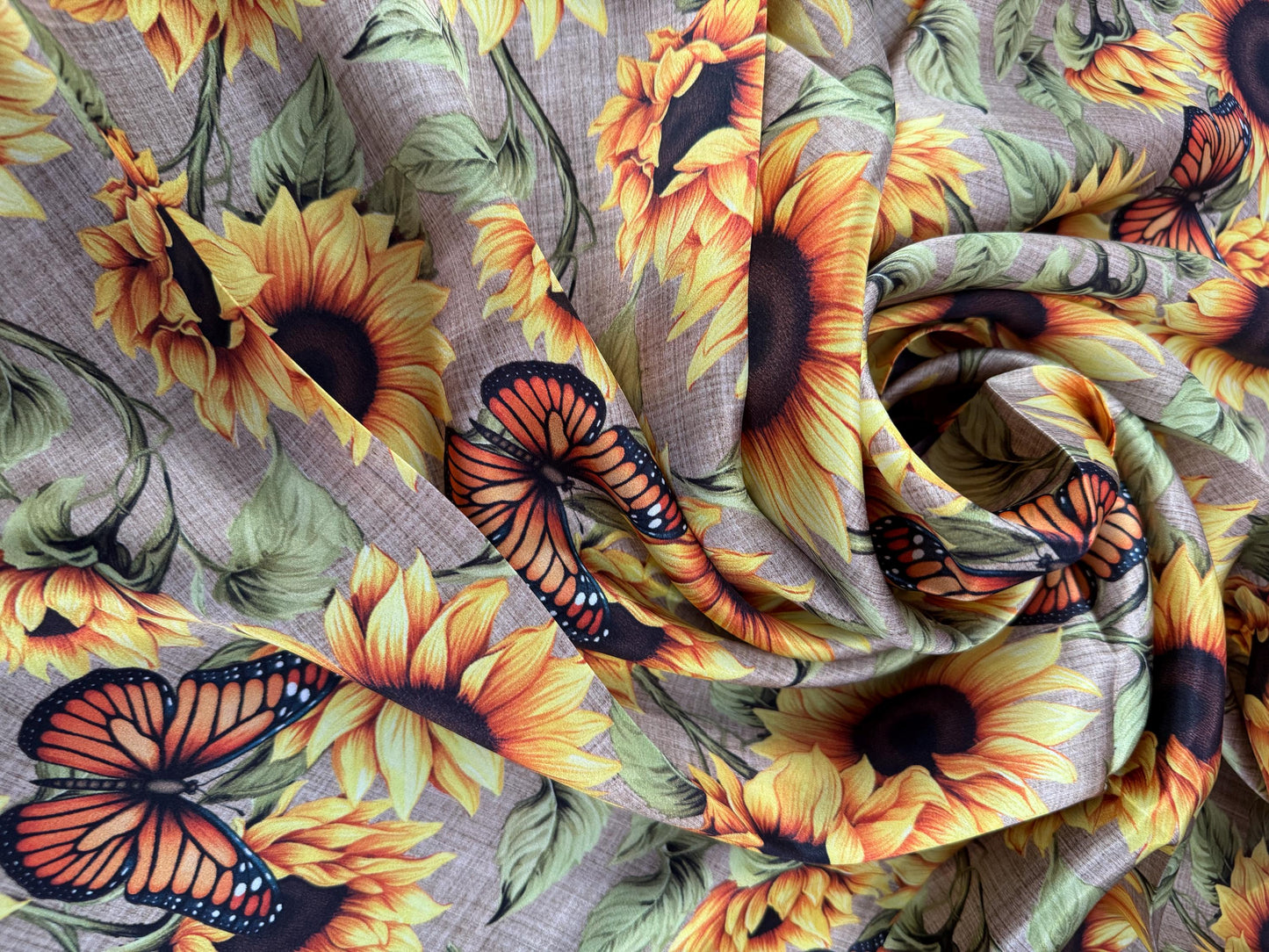 100% Silk Wild Rag Butterflies Sunflowers and Burlap by Double B Wild Rags