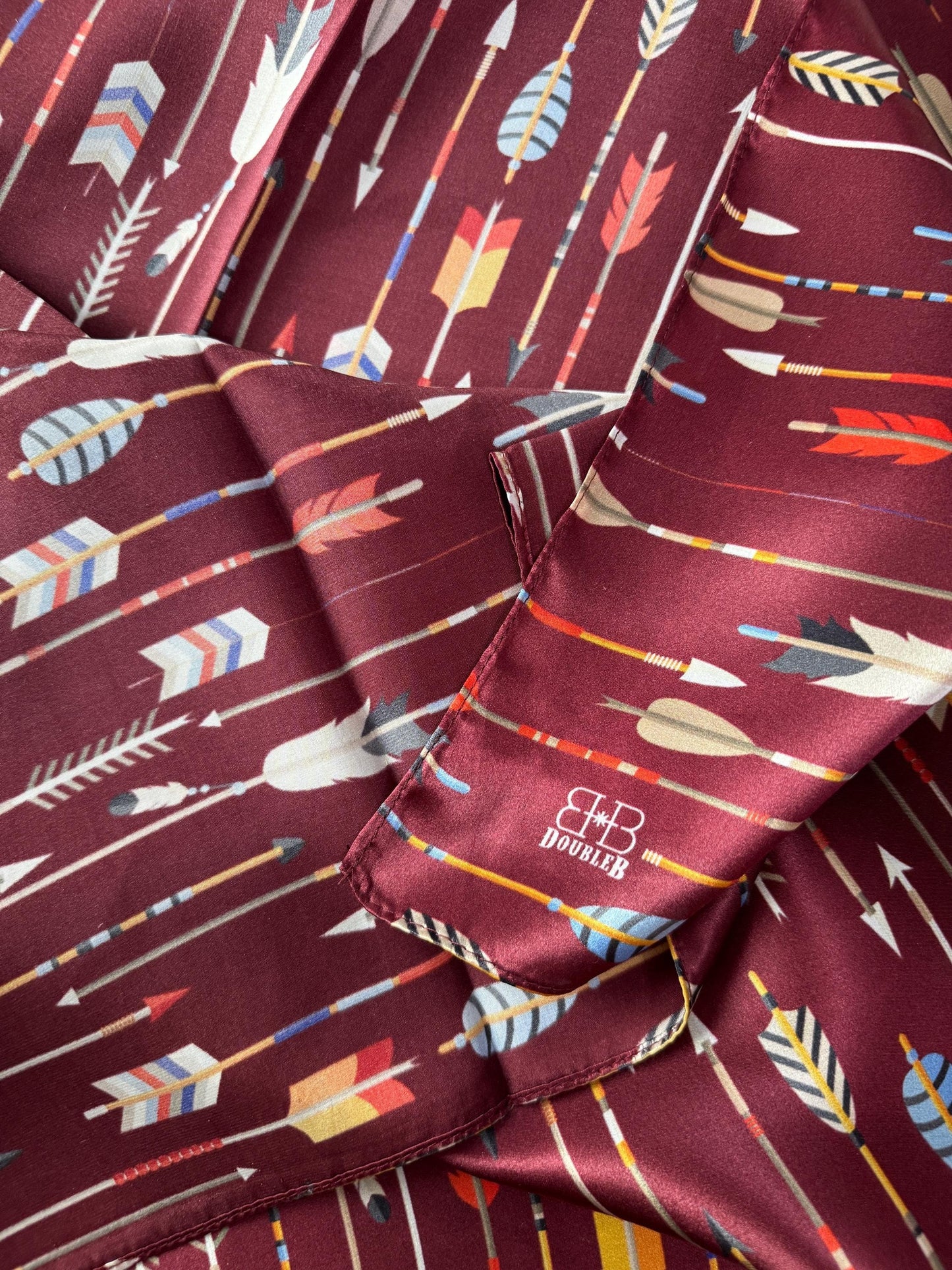100% Silk Wild Rag Maroon Arrows by Double B Wild Rags