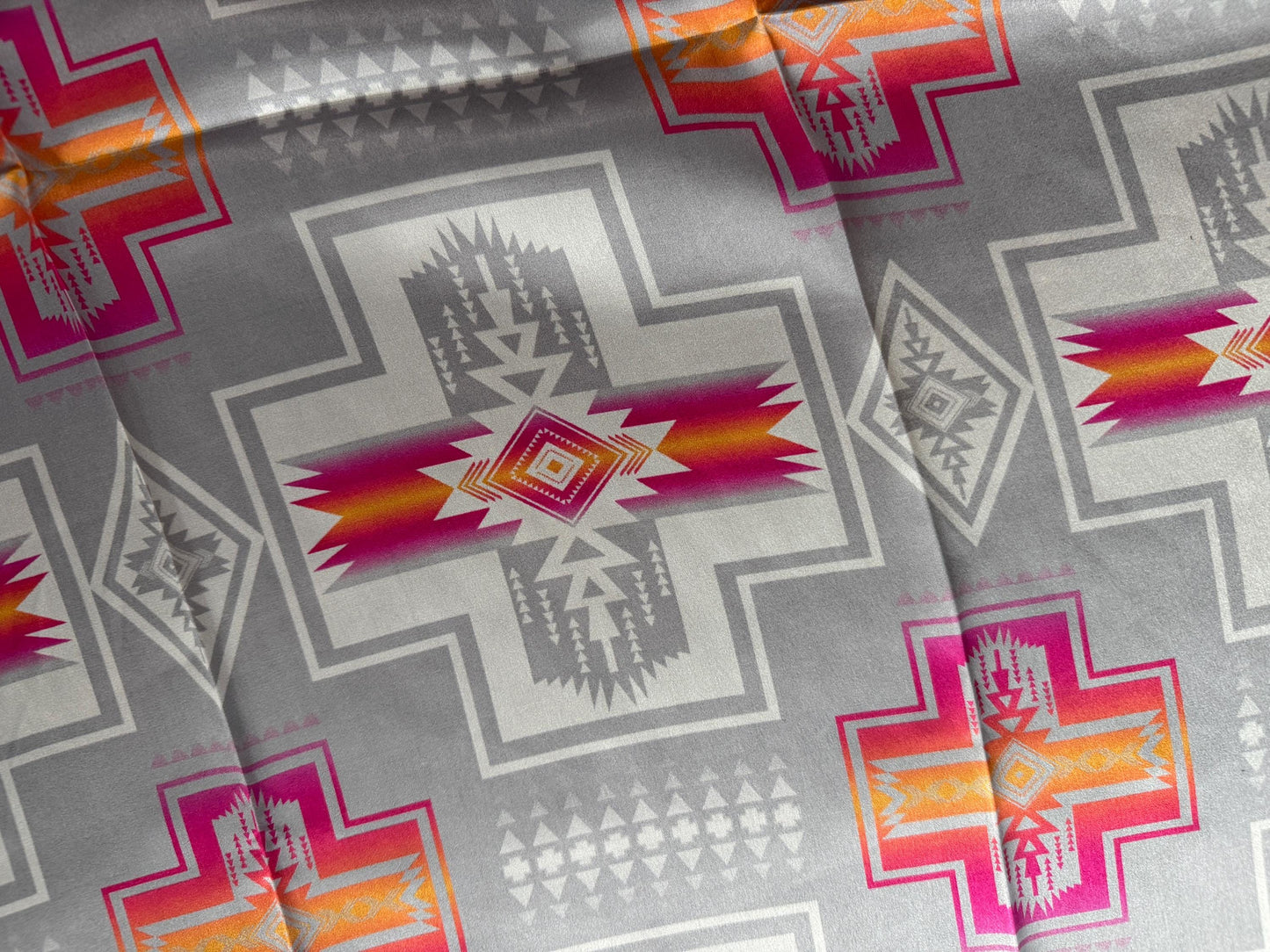 100% Silk Wild Rag Silver and Hot Pink Navajo Style by Double B Wild Rags