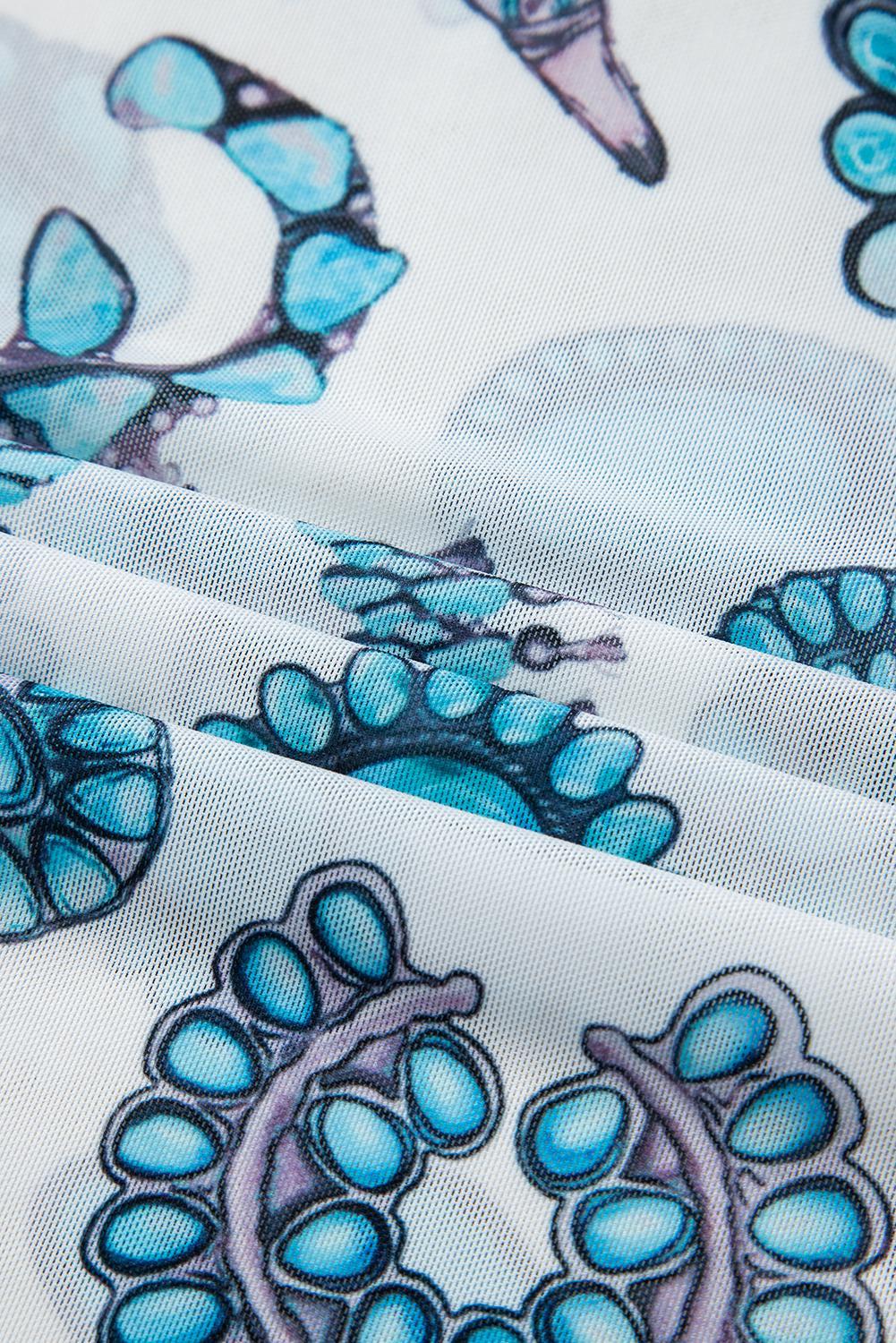 Western Mesh Shirt, Sheer Print Cowgirl Tee with Cow Skulls