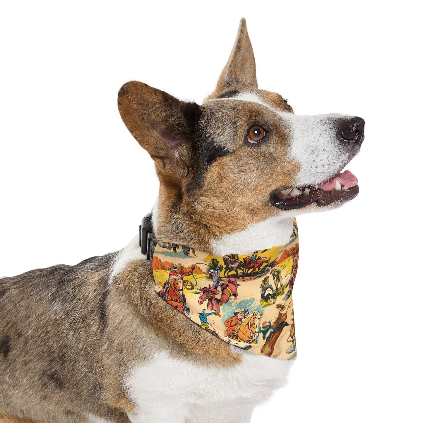 Vintage Cowboy Print Dog Bandana: Western Pet Scarf