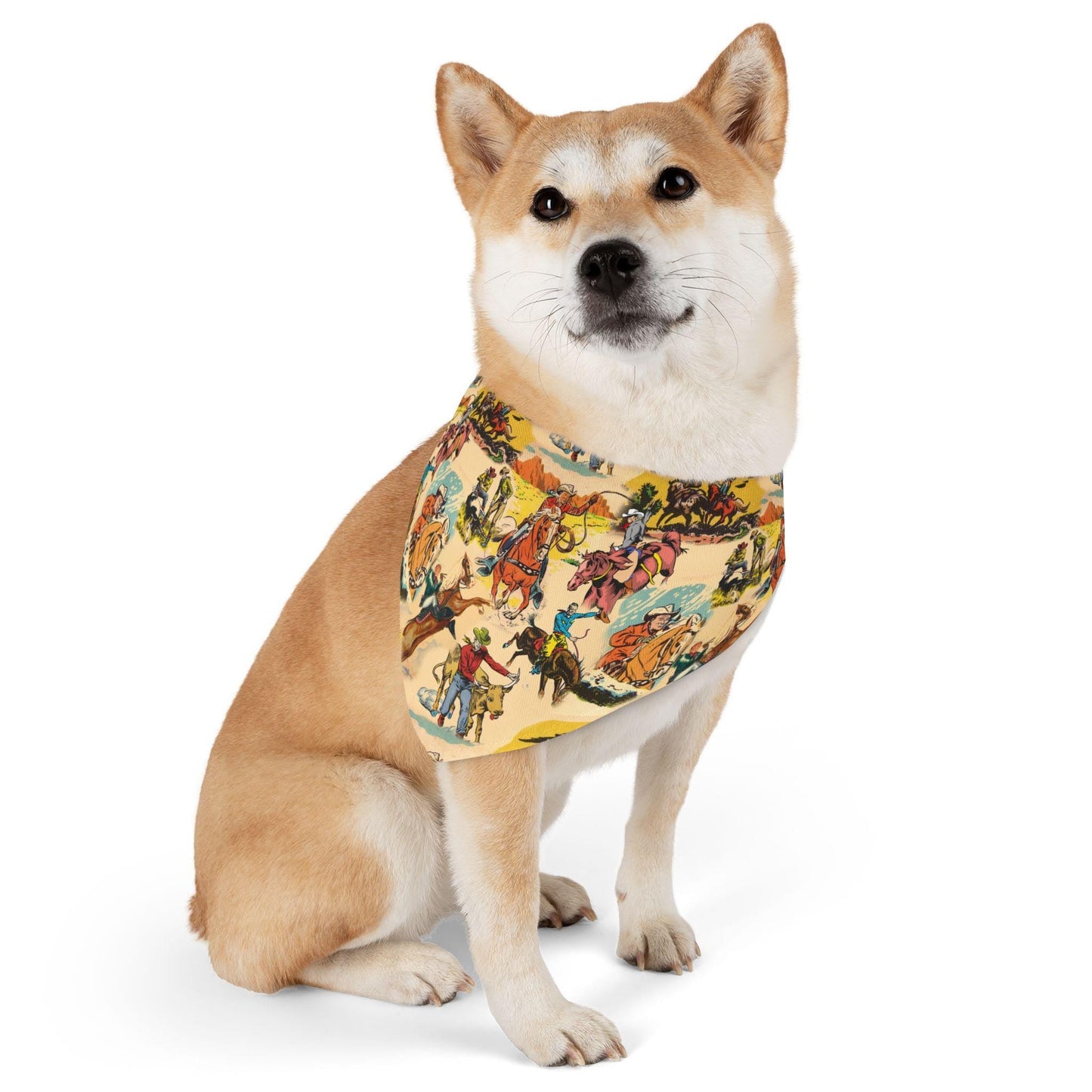 Vintage Cowboy Print Dog Bandana: Western Pet Scarf