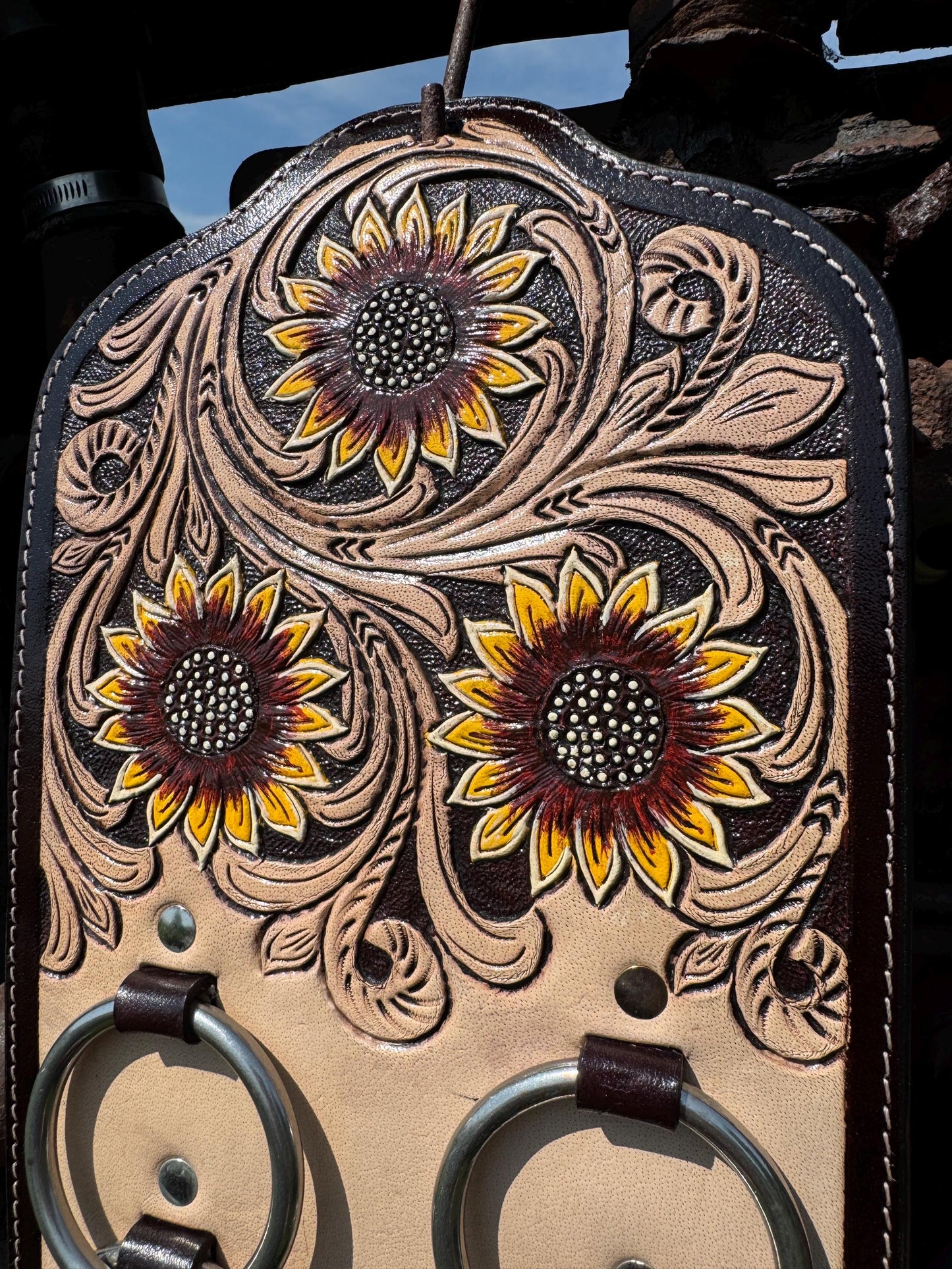 Genuine Western Tooled Leather Wild Rag Scarf Display Holder Keeper a Double B Wild Rags Exclusive