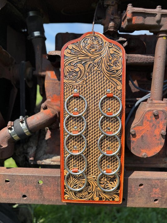 Genuine Western Tooled Leather Wild Rag Scarf Display Holder Keeper a Double B Wild Rags Exclusive