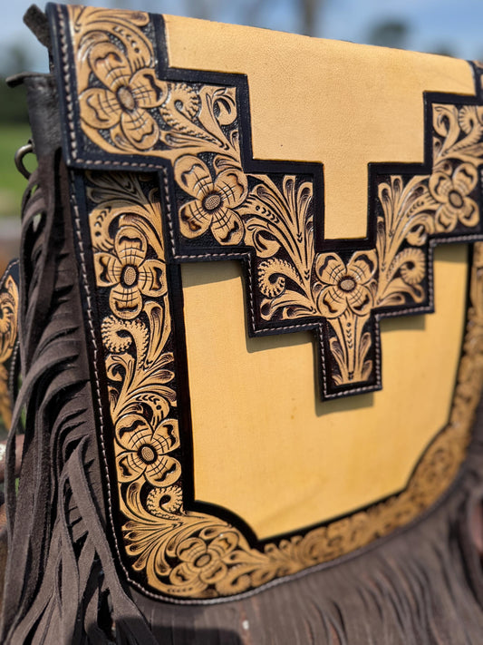 Genuine Western Cowhide Leather Purse or Clutch with smooth and tooled details a Double B Wild Rags Exclusive