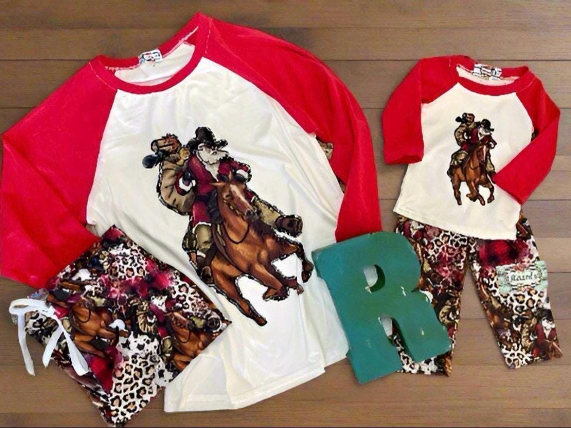 Cowboy Christmas Pajamas – Cowboy Santa Matching Family PJs | Western Holiday Sleepwear | Razels