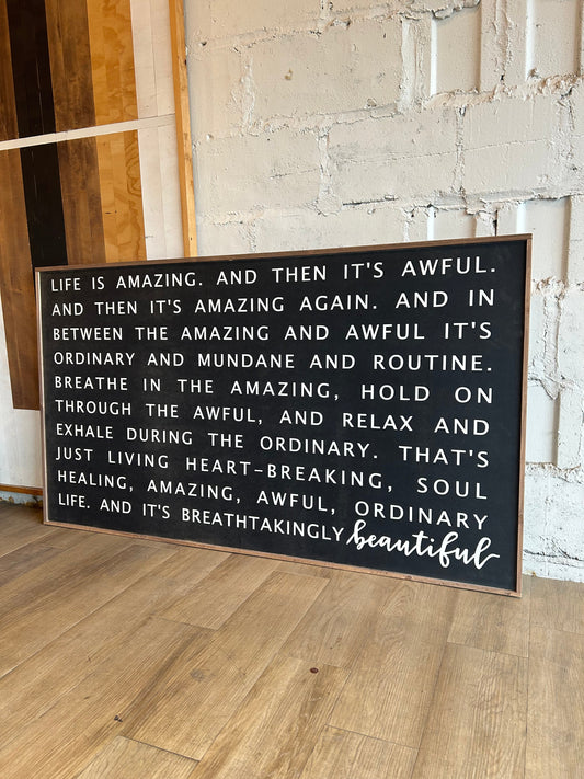 Life is Amazing…art interior decoration wood sign