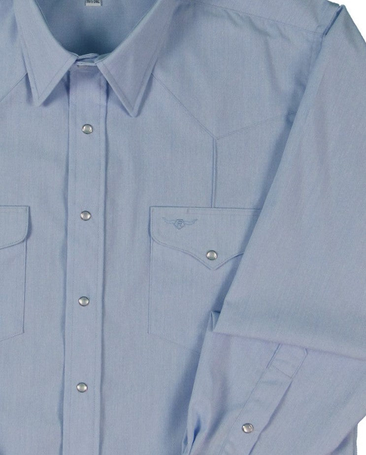 Rancher Crease - Tropical Wool - Lt. Blue - Long Sleeve - Snaps