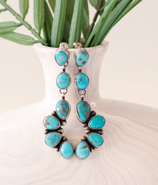 Corrales Authentic Blue Ridge Turquoise Earrings