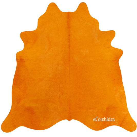 Orange Dyed Cowhide Rug