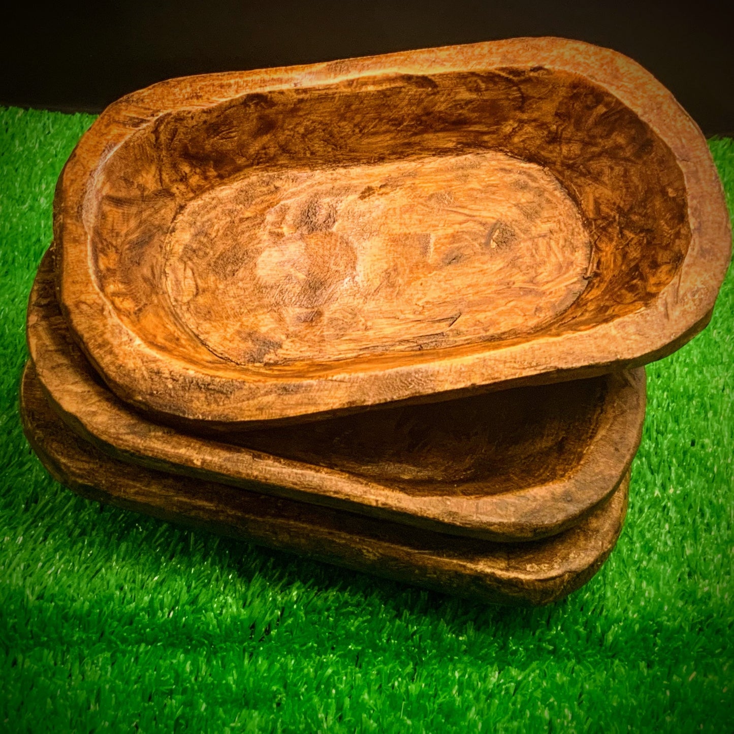 5 1/2 X 9 1/2 WOODEN RUSTIC TRINKET BOWL