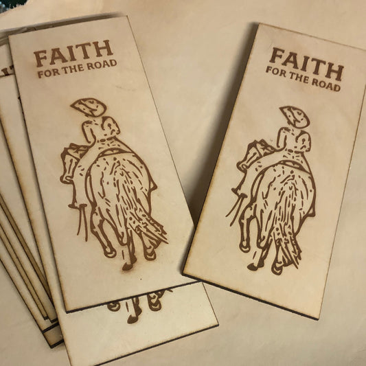 FAITH FOR THE ROAD LEATHER BOOKMARK