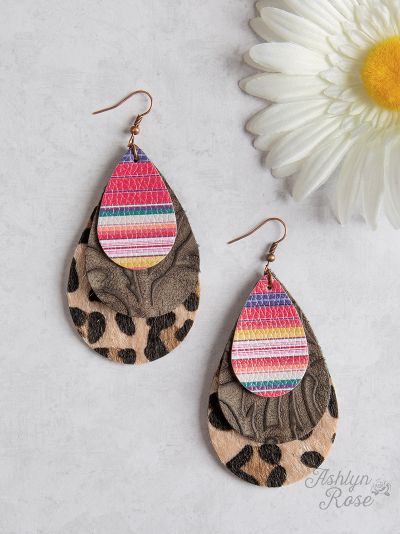 Triple Threat Serape Floral Leopard Earrings
