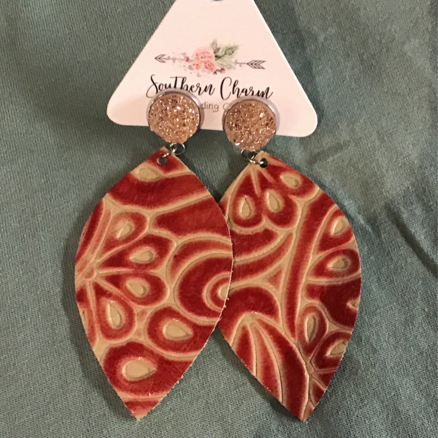 FLORAL LEATHER EARRINGS