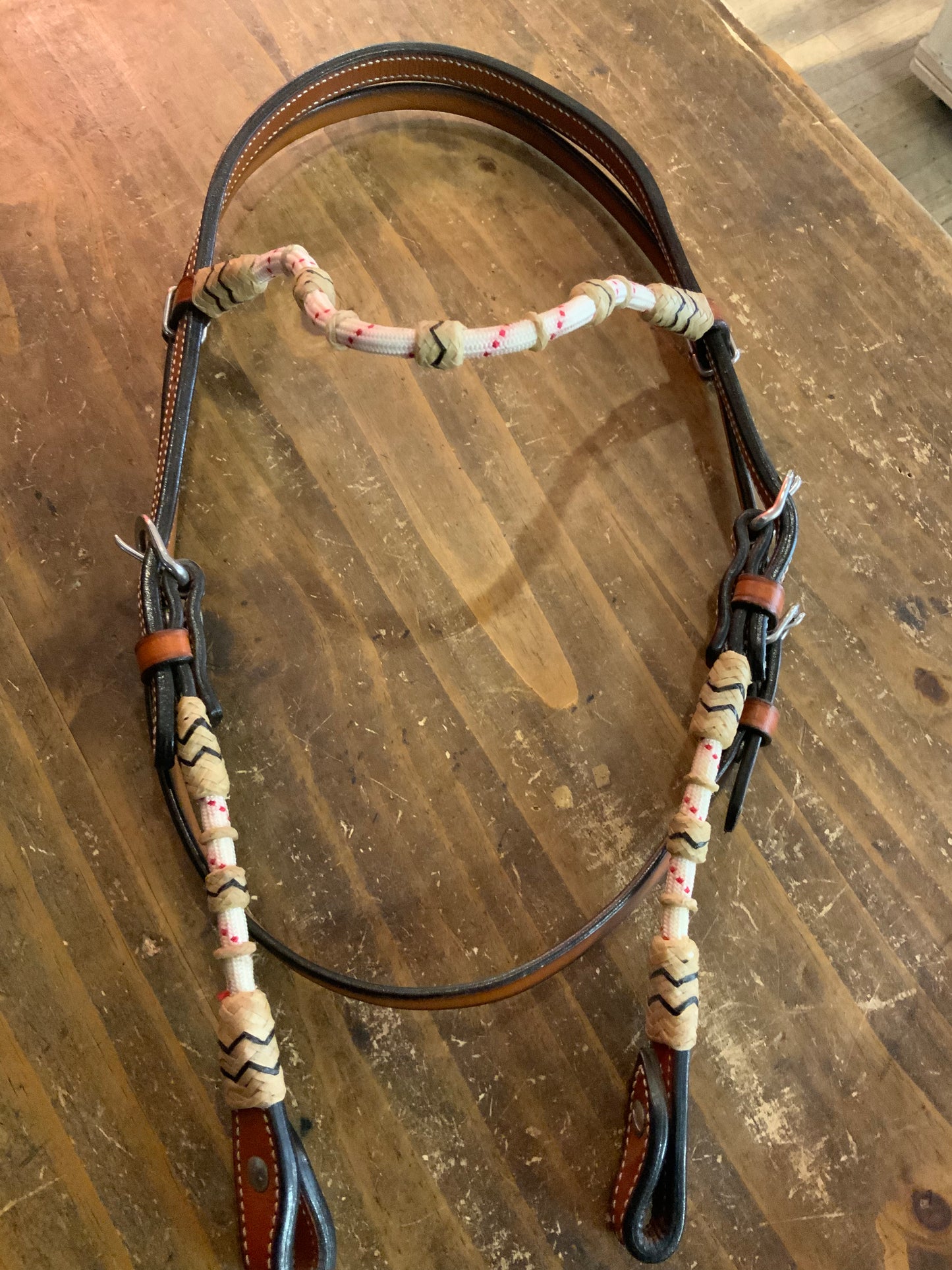 HEAVY OILED RAWHIDE BRAIDED BROWBAND HEADSTALL