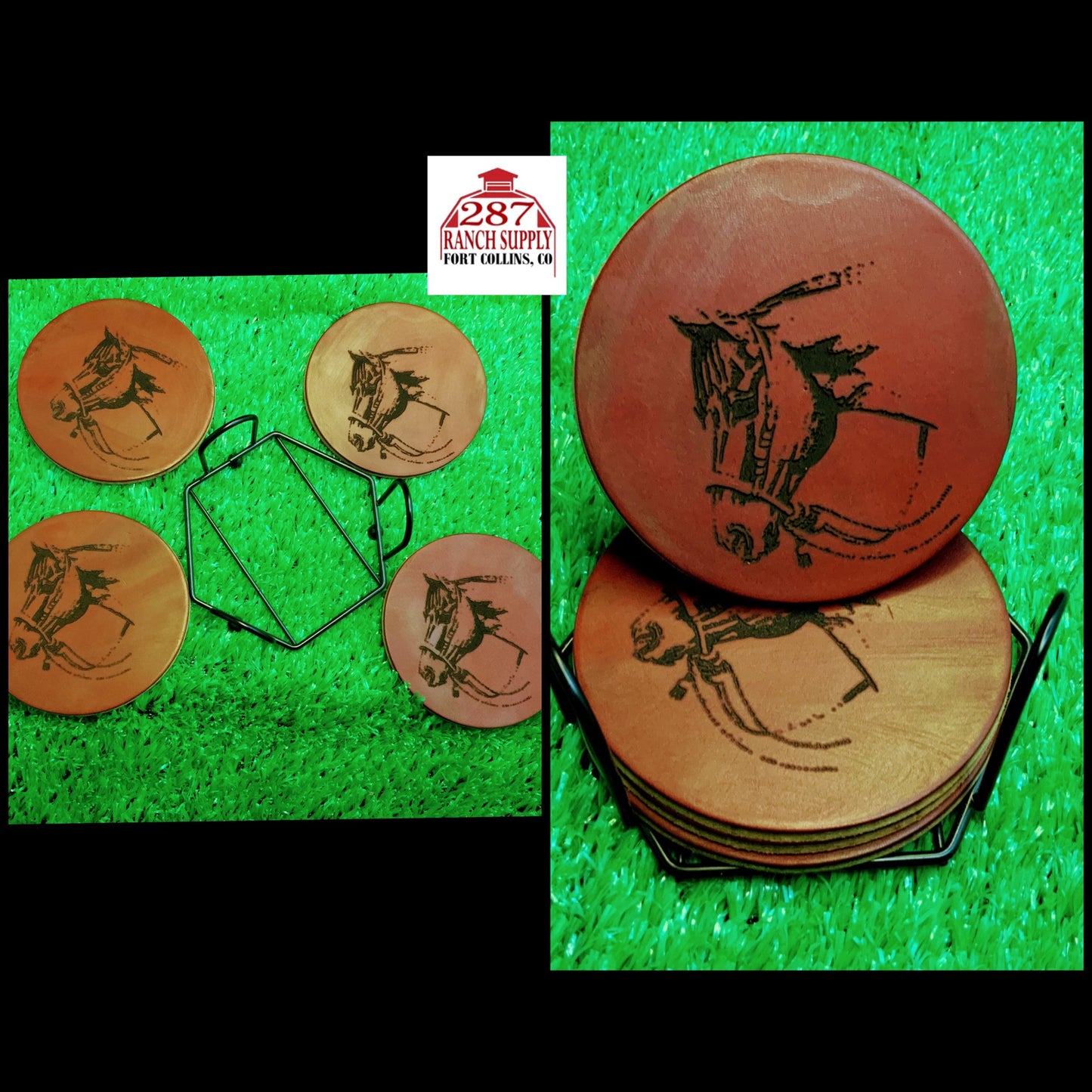 HORSE DESIGN COASTERS WITH STAND