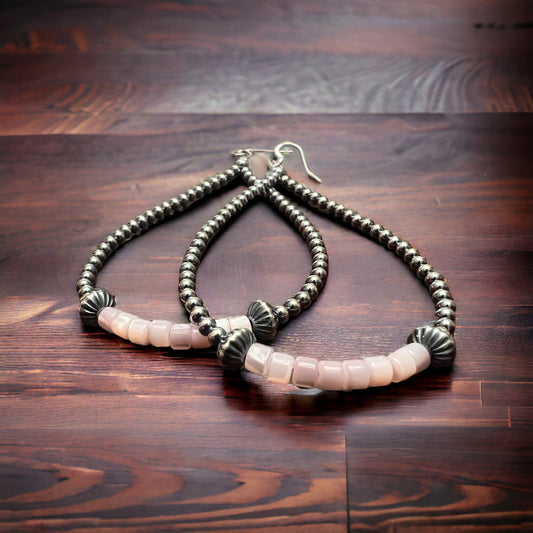 Pink shell earrings and Sterling Pearls