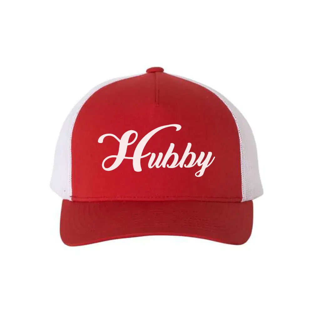 Embroidered Hubby Trucker Hat – Classic Mesh Cap for Wedding or Anniversary