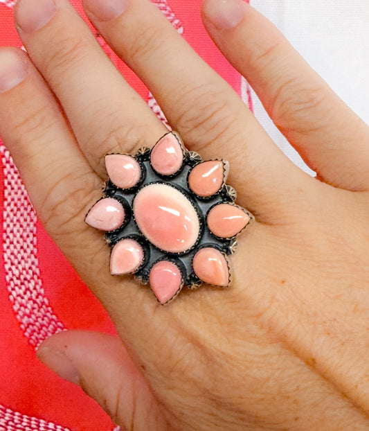 Pink Conch Starburst Ring