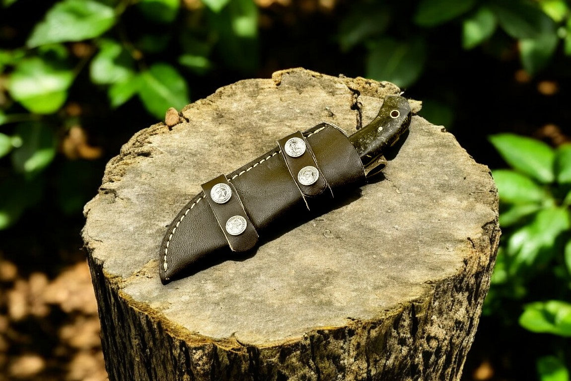 Handmade Damascus Steel Skinning Knife with Exotic Wood Handle