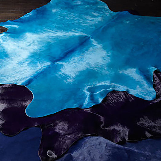 Sea Blue Dyed Cowhide Rug