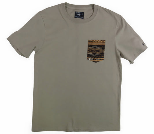 Flying R Ranchwear - Southwest Stripe Print - Tan Pocket T-shirt - Made in USA