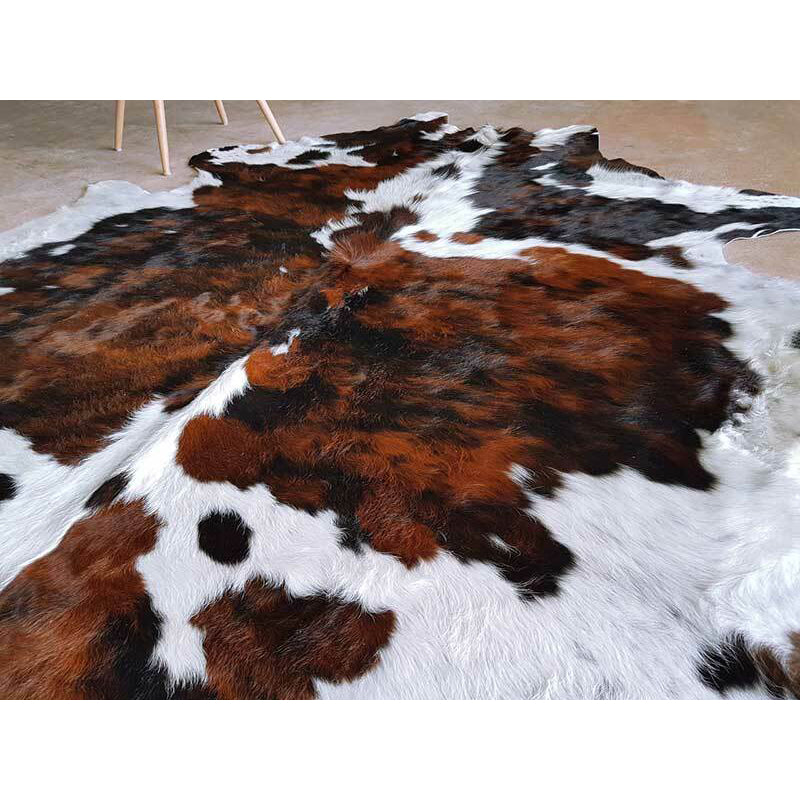 Cowhide Rug Tricolor Brindle Mix