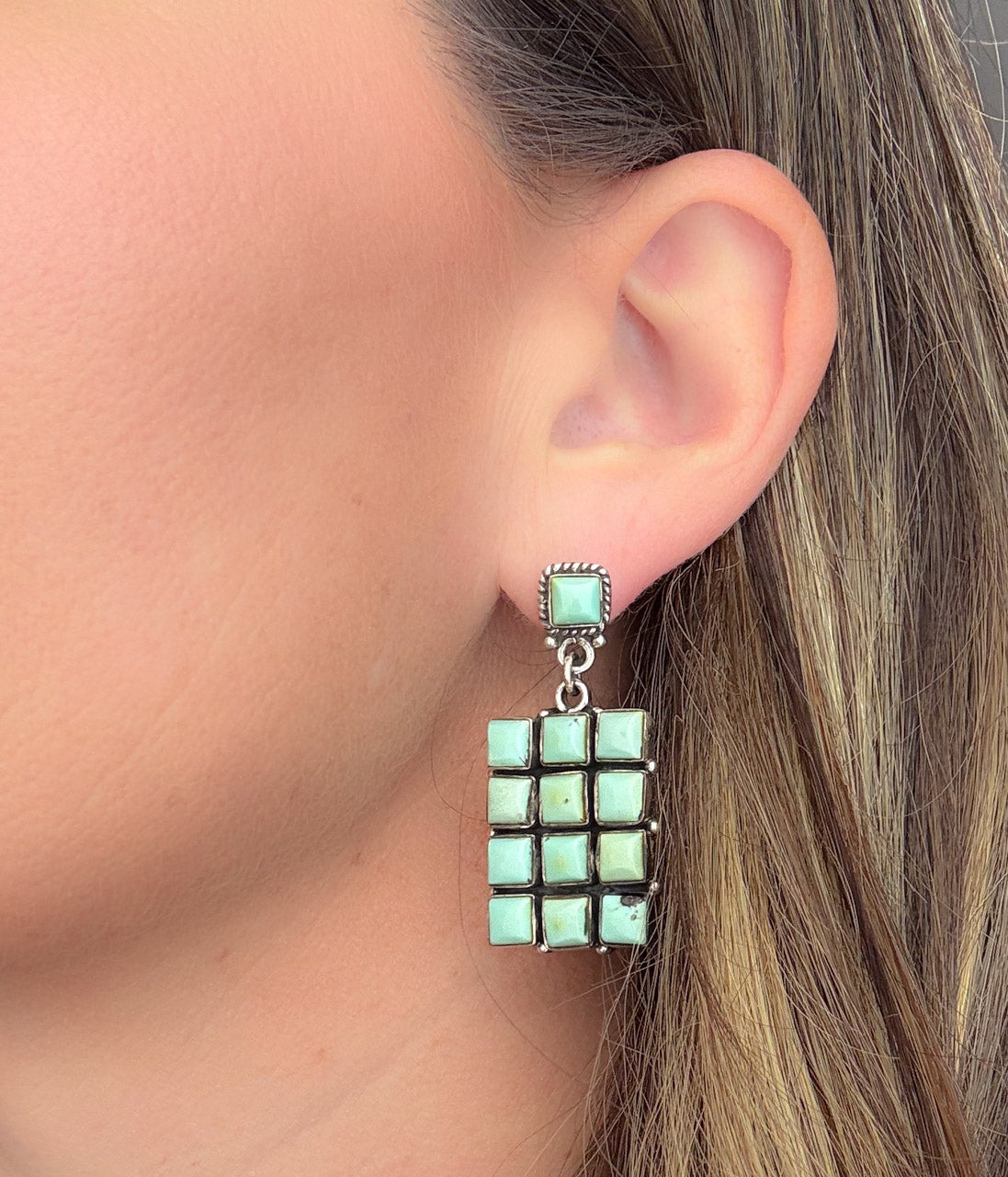 Kingman Turquoise Grid Earrings