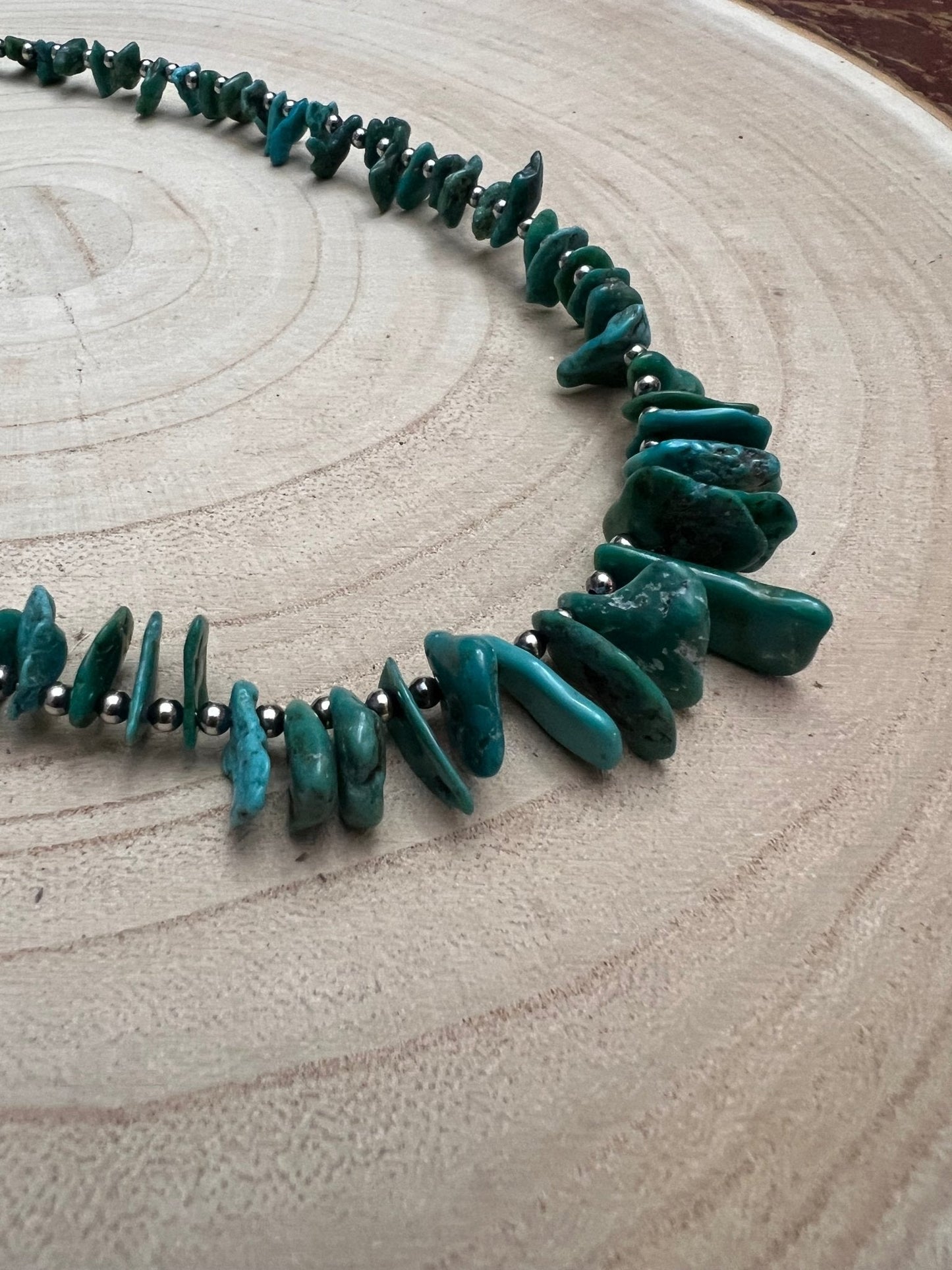 Turquoise with 3 mm Sterling Silver Pearls - 18 inch