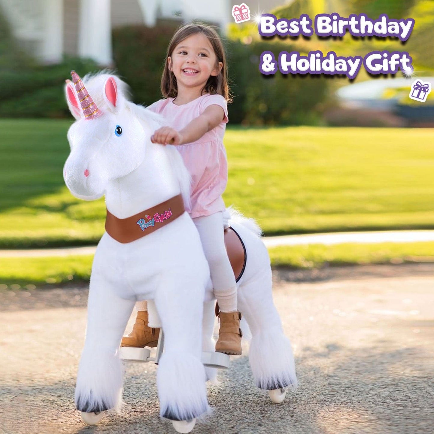 Model U® Unicorn Riding Toy For Age 4-7 White