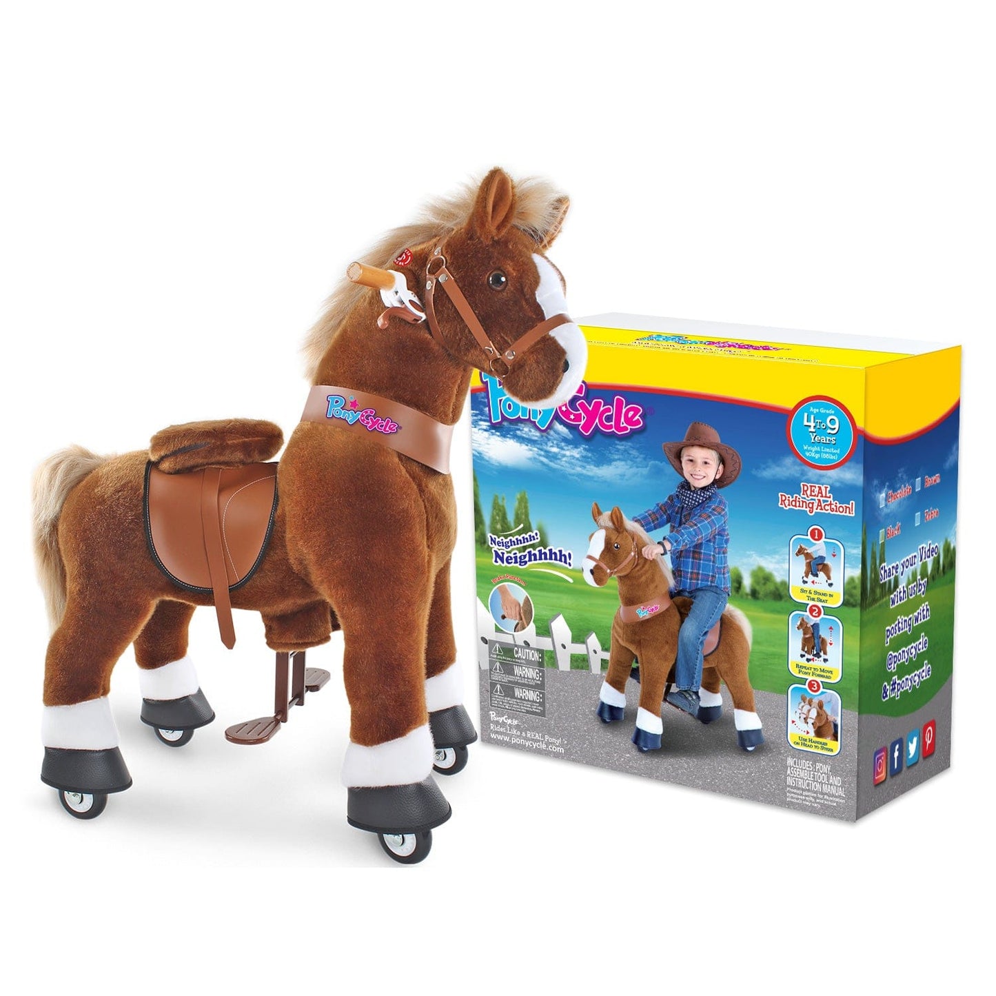 Model U® Ride‑On Pony Toy Riding Horse Age 4‑7 Brown