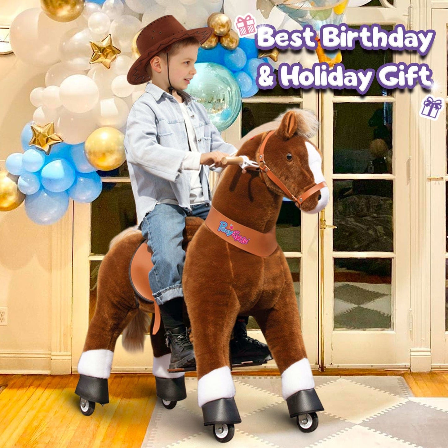 PonyCycle® Large Ride On Horse Toy - Brown