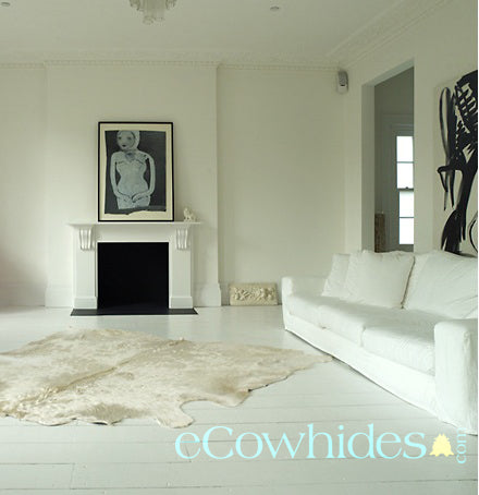 White Brazilian Cowhide Rug: XL