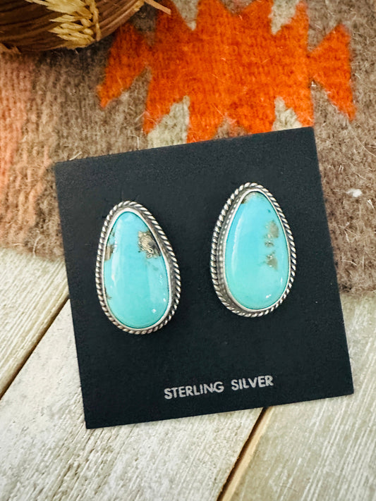 Navajo Sterling Silver & Turquoise Post Earrings