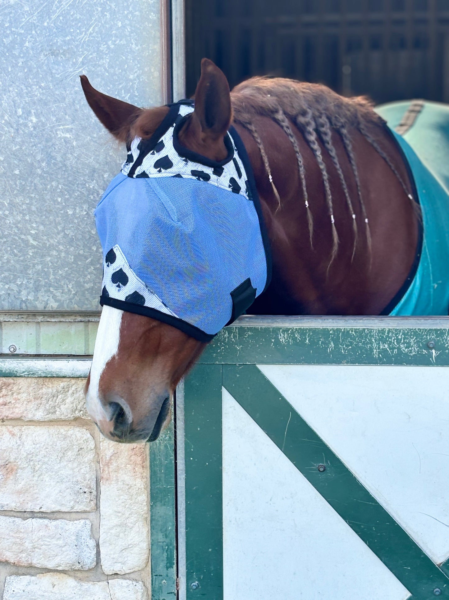Smokin Spades Fly Mask -Blue Mesh
