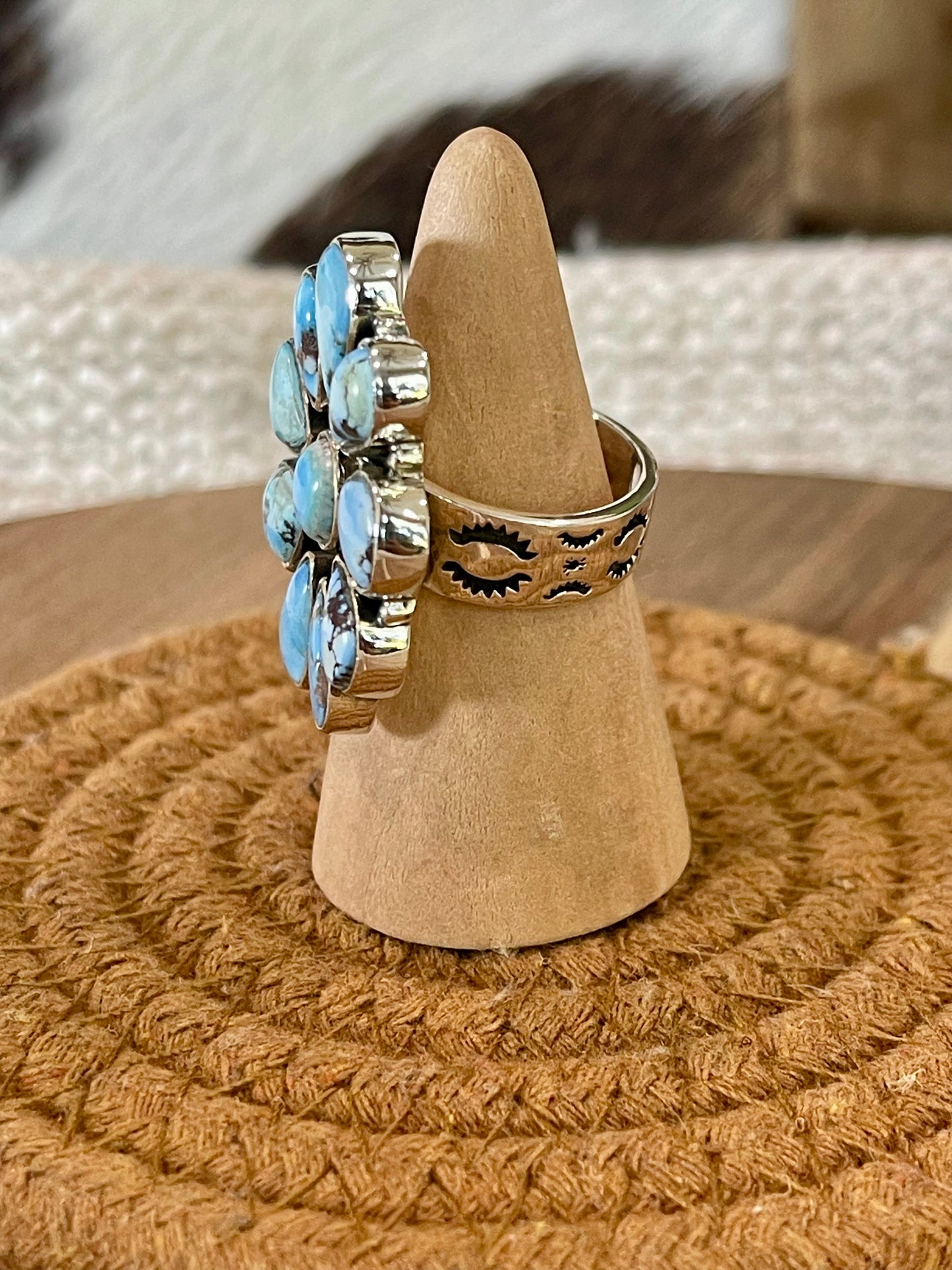 Handcrafted Sterling Silver & Golden Hills Adjustable Cluster Ring