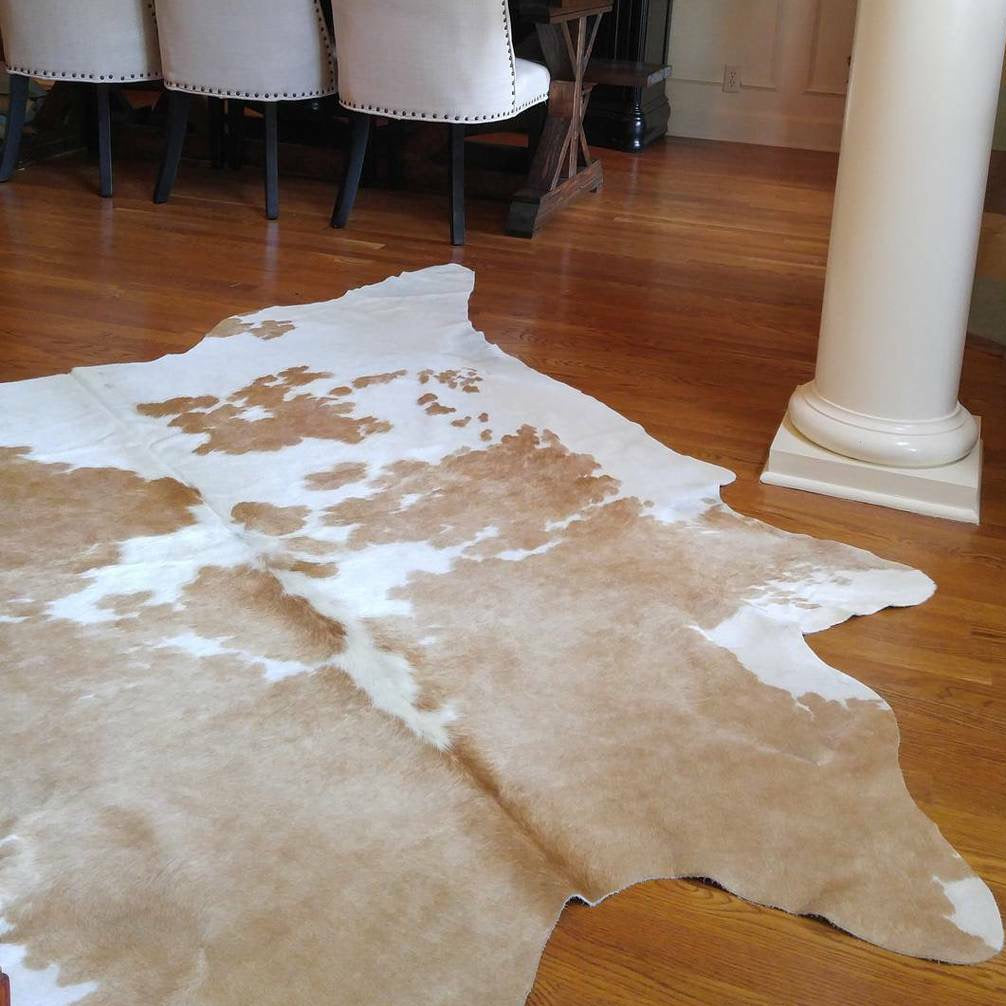 Palomino and White Brazilian Cowhide Rug: LARGE