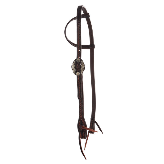 Heavy Oiled Rope Tooling Double Flower Buckle Single Ear Headstall