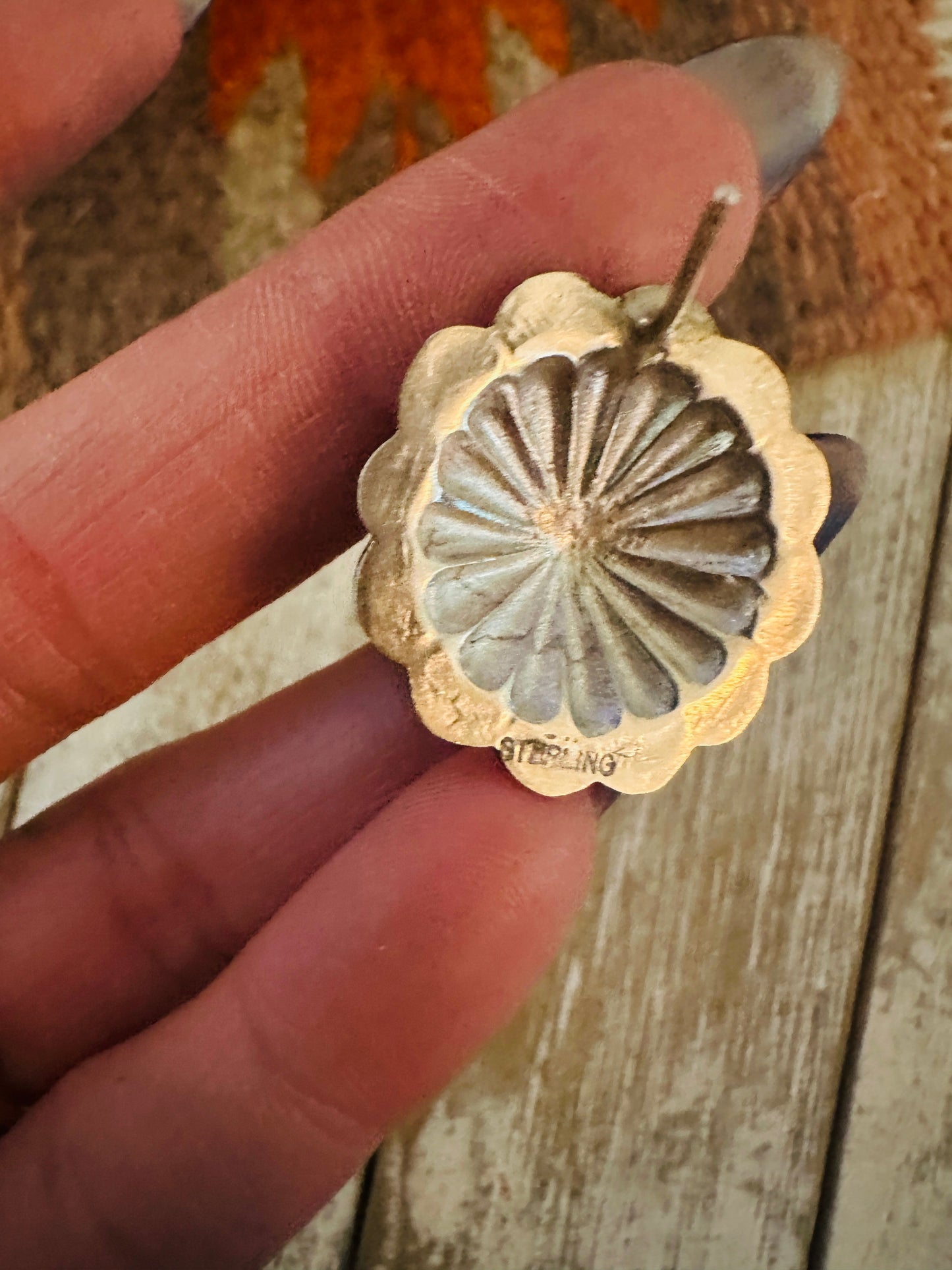 Navajo Sterling Silver Concho Stud Earrings