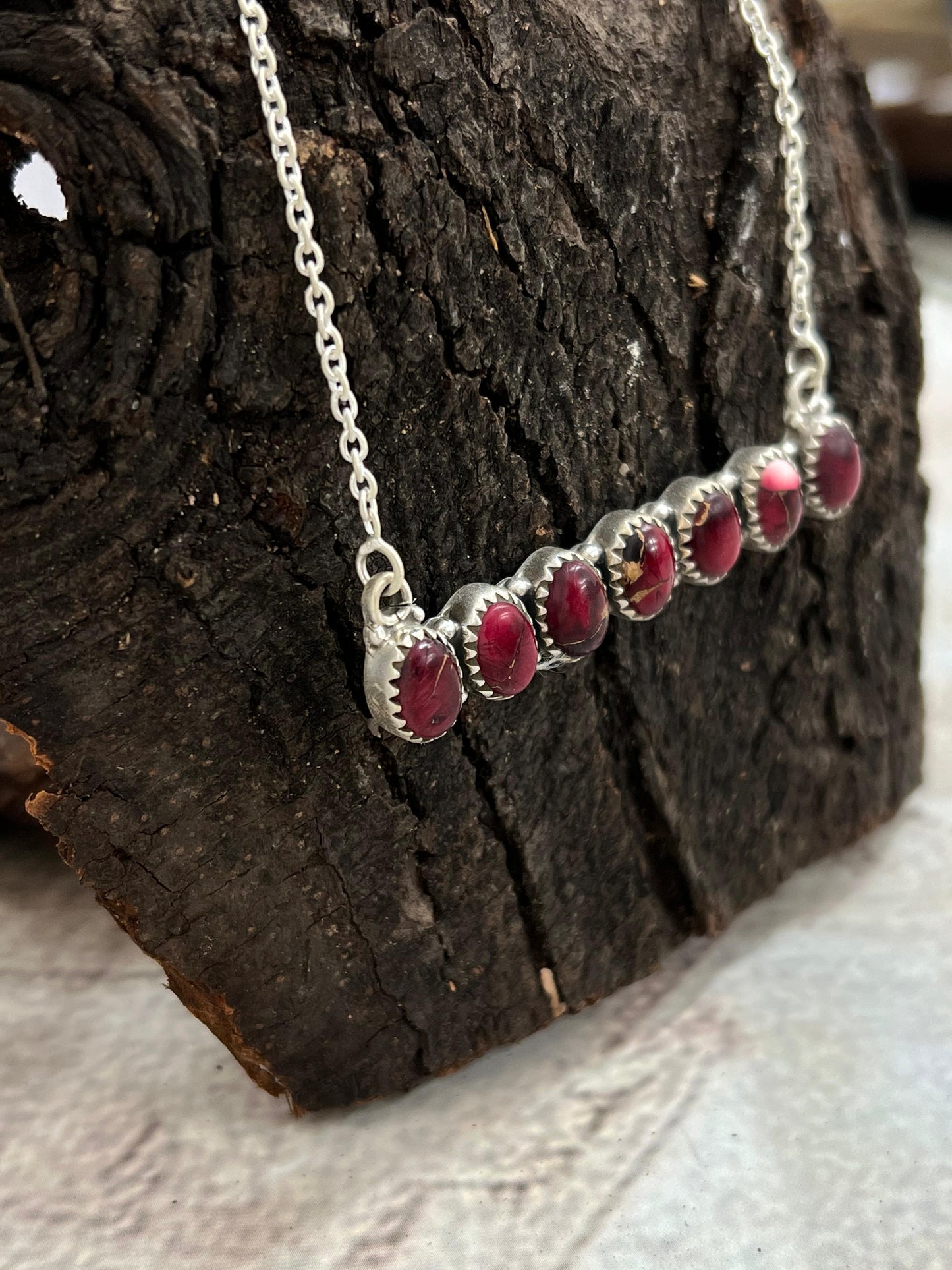 Handmade Sterling Silver Dahlia Rose Necklace with Signed Nizhoni (4)