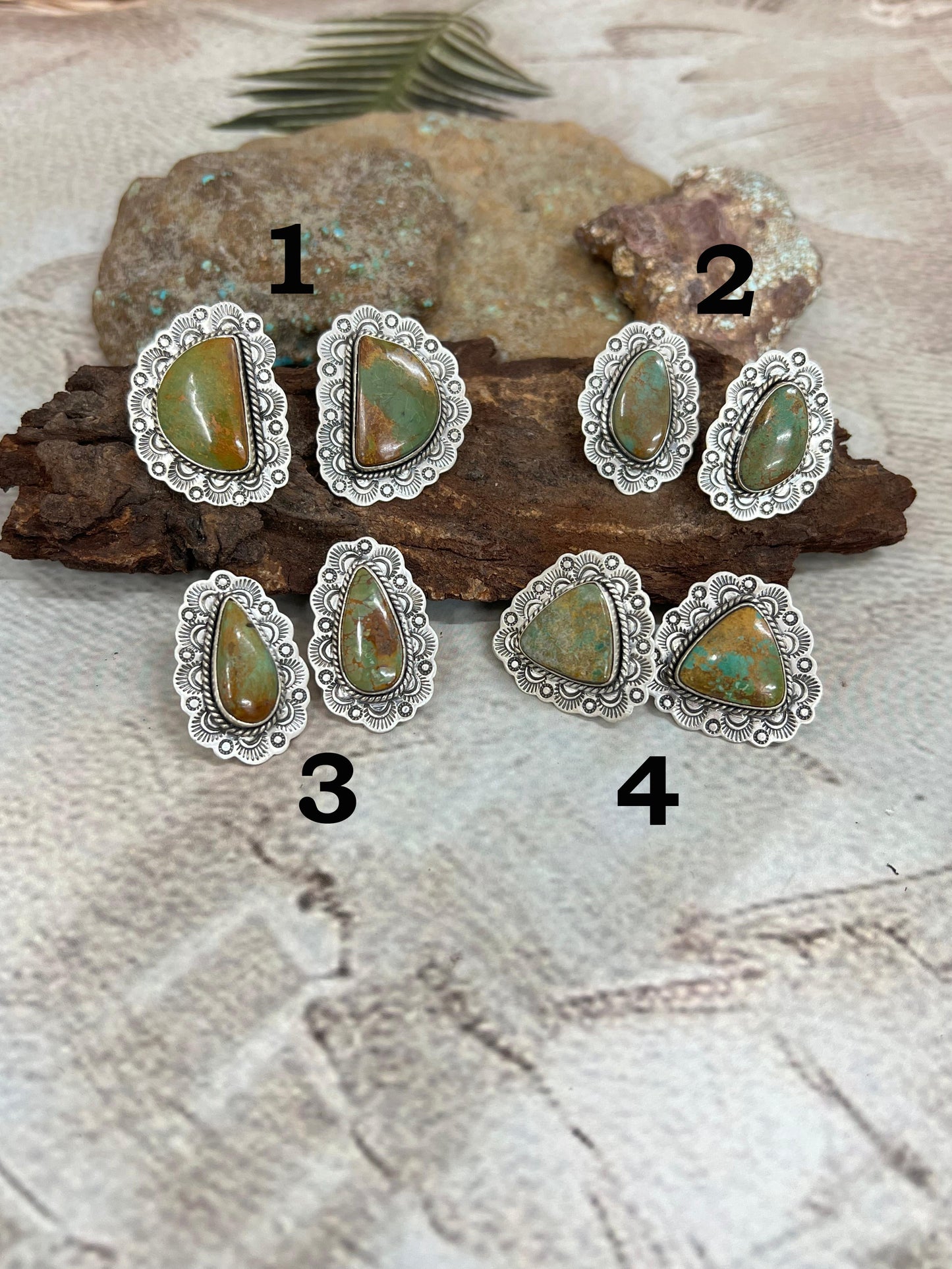 Handmade Sterling Silver Old Stock Royston Turquoise Post Studs with Signed Nizhoni