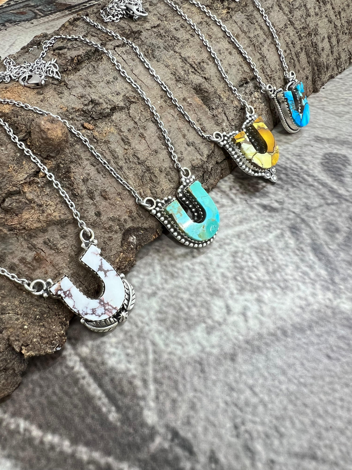 Handmade Sterling Silver Multi Stones Necklace with Signed Nizhoni