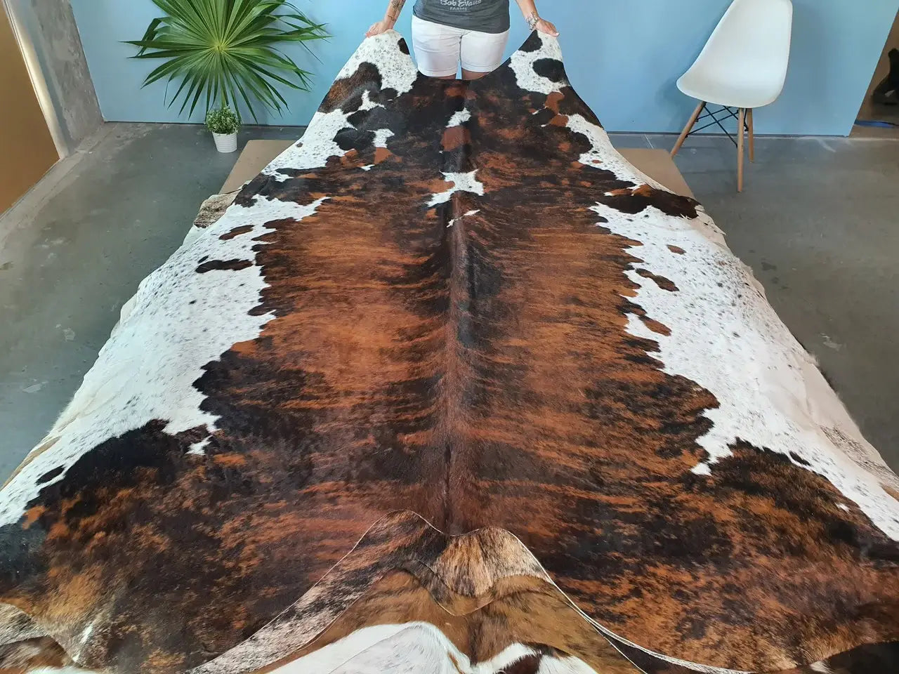 Brindle White Belly Brazilian Cowhide Rug: XXL