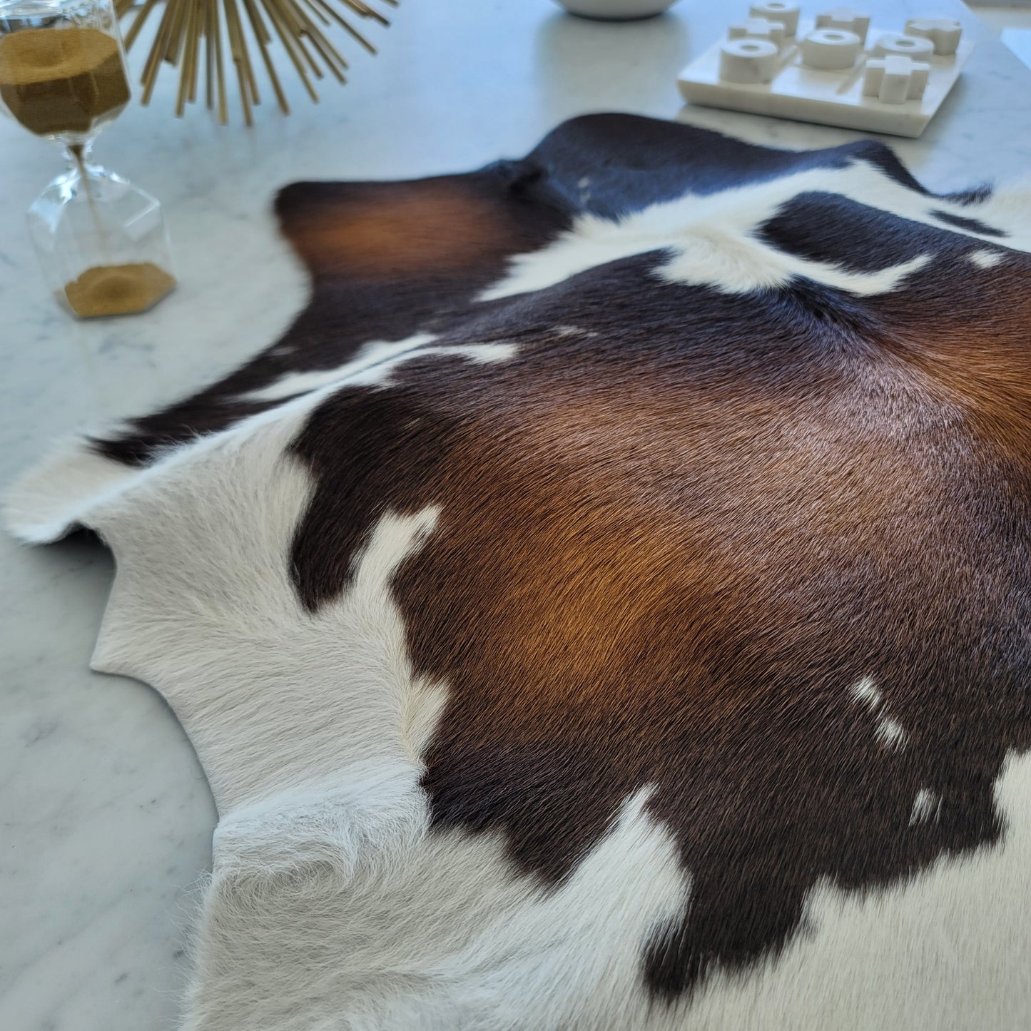 Mahogany and White Calf Hides