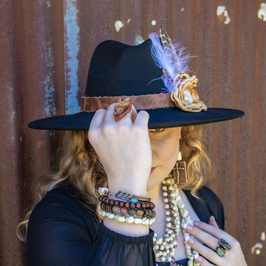 Copper Cross Earrings w/ White Turquoise Chunks 225f