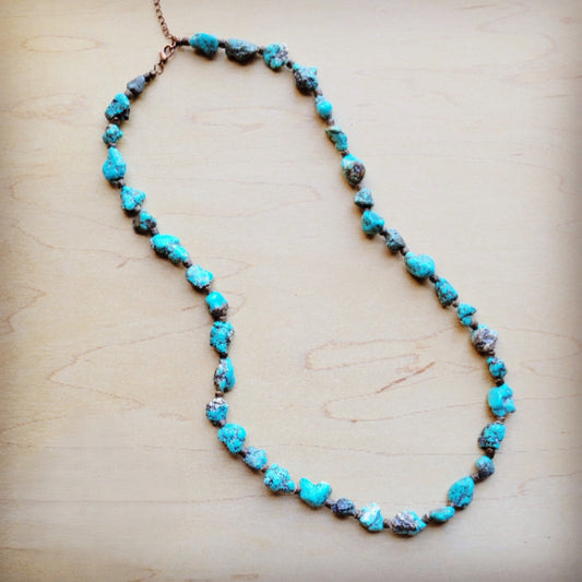Long Blue Turquoise and Wood Necklace 259k