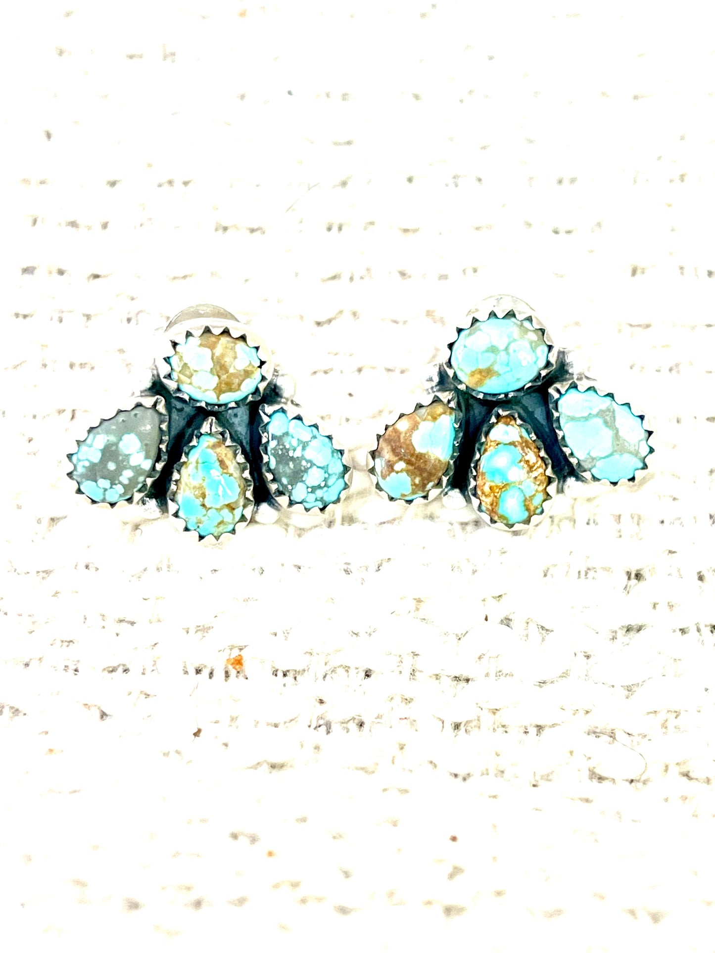 Handcrafted Sterling Silver & Number 8 Turquoise “Mini Backroads” Stud Earrings