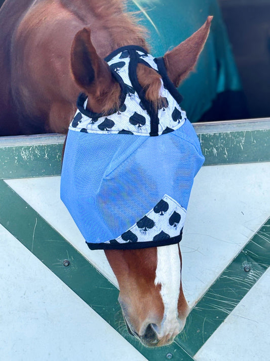 Smokin Spades Fly Mask -Blue Mesh